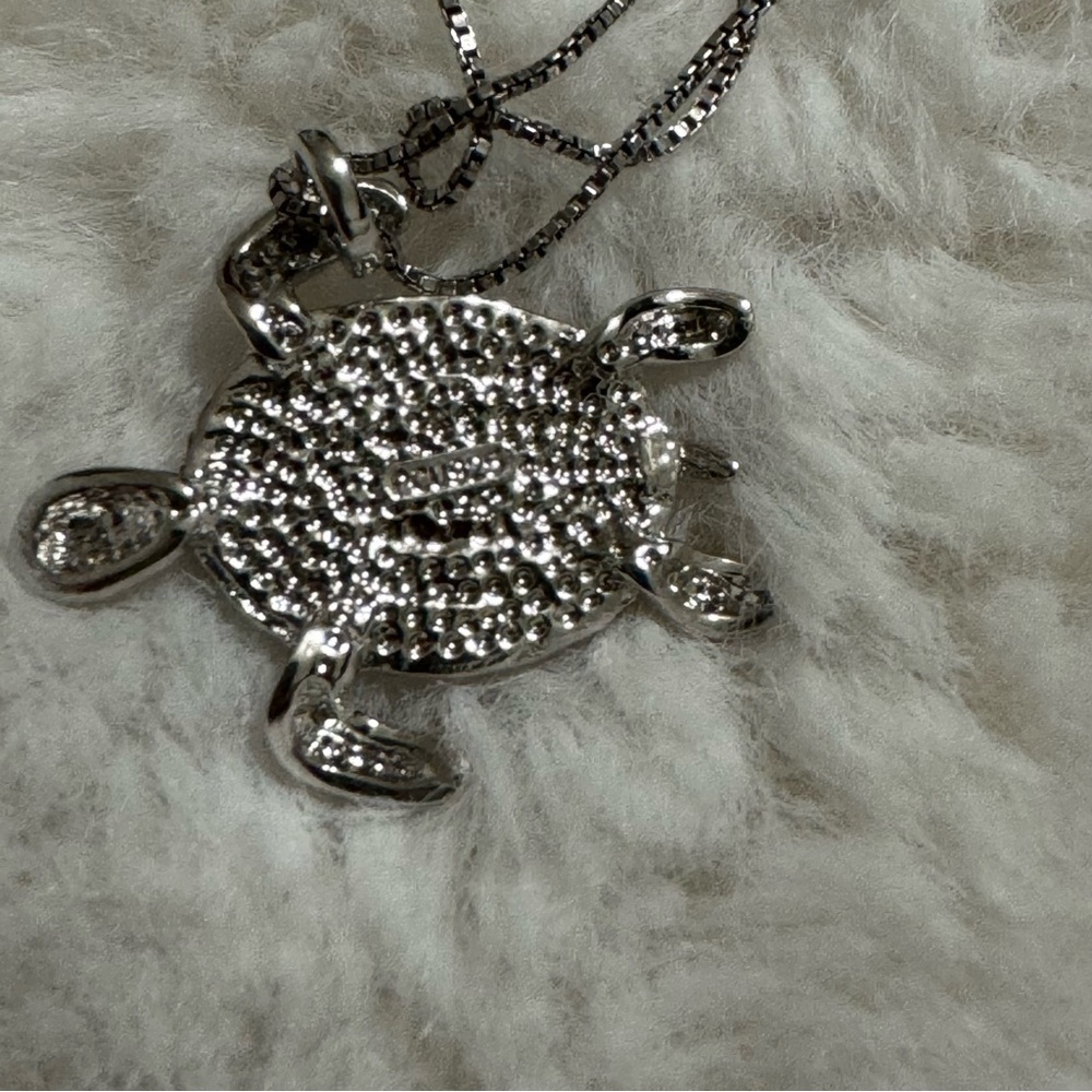 Sterling Silver 925 Sea Turtle Pendant Necklace 18” Italy - Picture 7 of 12